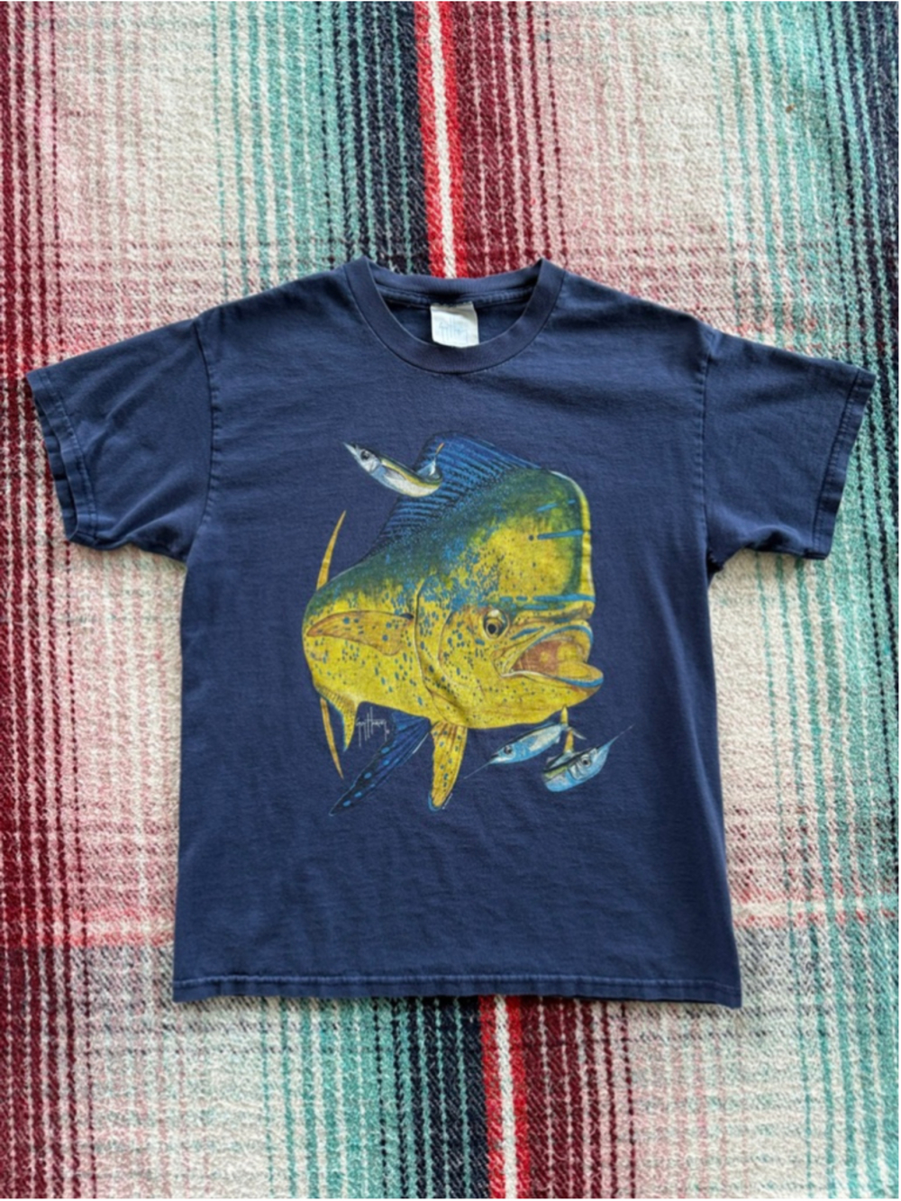 Vintage Guy Harvey Blue Yellow Fish Short Sleeve Tee S